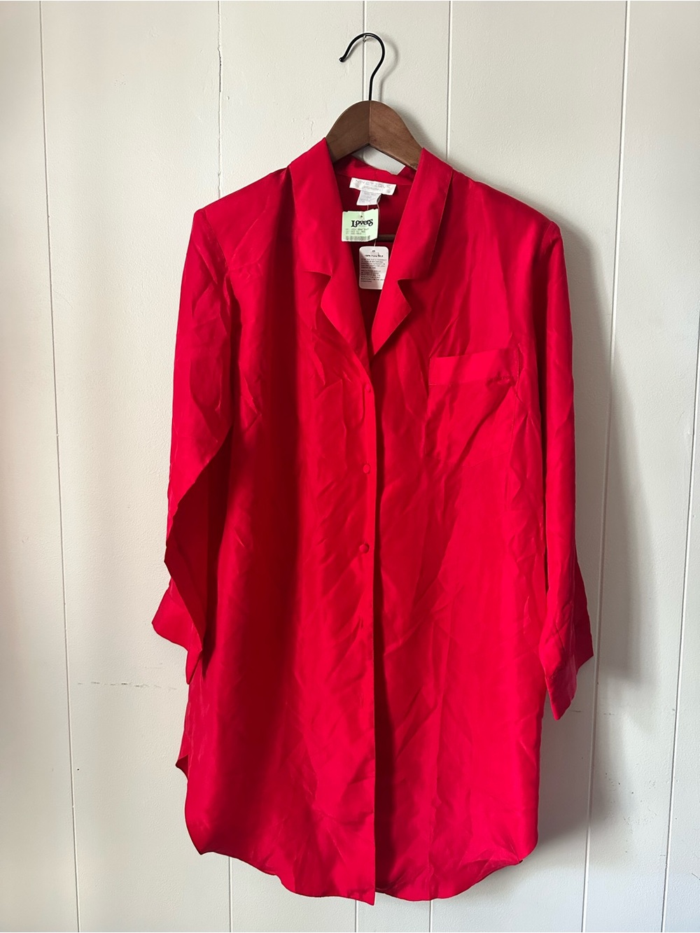 Vintage Mystique Intimates 100% Silk Nightshirt Red Med NWT Deadstock 90s